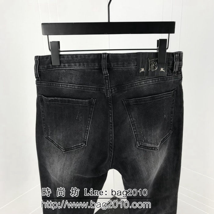 BURBERRY巴寶莉 18ss秋冬新款牛仔褲 黑灰色 洗水做舊磨破 ydi1998
